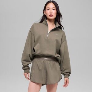 SUPER RARE!🦄 BNWT ALO Yoga 1/4 Zip Accolade Pullover Sweatshirt L Light Cocoa